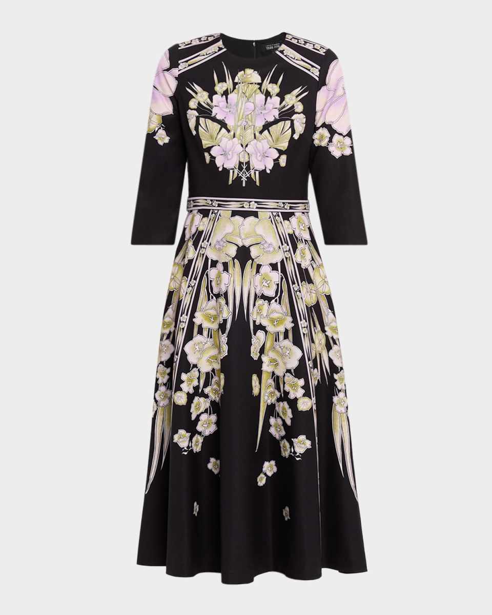 Floral-Print Crepe Midi Dress